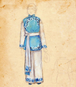 Fig. 4: Participant’s costume sketch inspired by Chinese courtwear. Source: Sketch by Chiam Tat Hong and Muhammad Abdullah